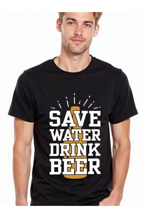 greennik Save Water, Drink Beer T-Shirt Men's funny t shirts black summer graphic summer and spring season Fashion Unisex Shirt Graphic Tee tshirts