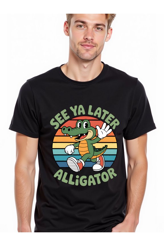 greennik See Ya Later Alligator Tee mens t-shirt black funny elegant Wearable year-round t shirts For summer Fall Vintage Unisex Shirt Cotton tshirts