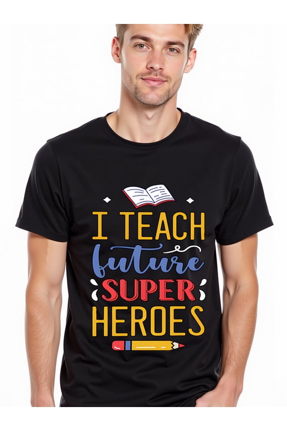 greennik Superhero Teacher T-Shirt Mens Crew neck T-shirts black top short Cool shirts, Funny shirts, t shirt Basic Unisex Shirt Graphic Tee tshirts