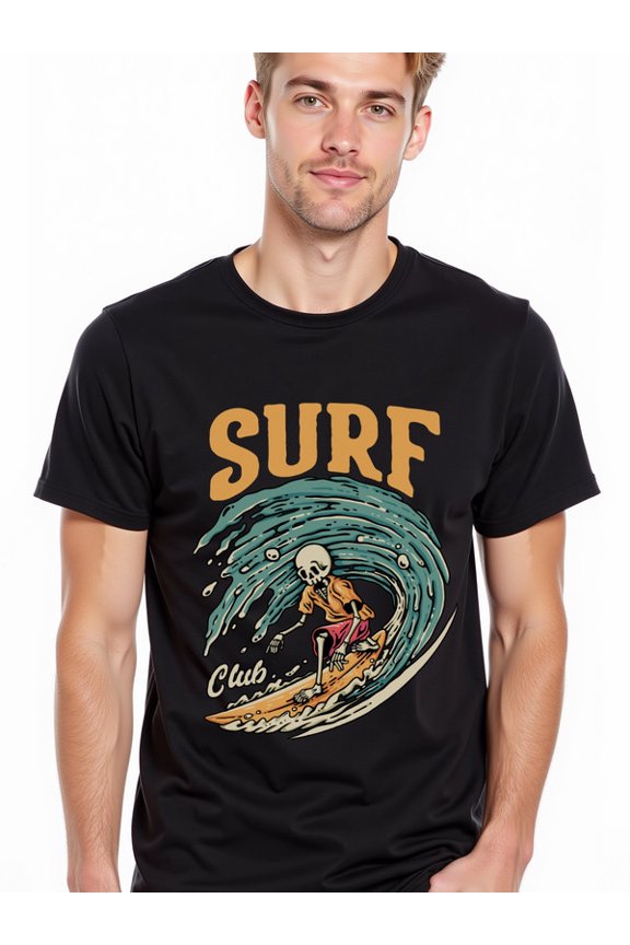 greennik Surf Club Skeleton Wave Tee for men t-shirt black gifts elegantly Spring and summer clothing Unique Design Unisex Shirt Graphic tshirts