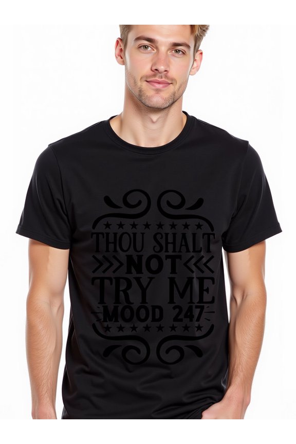 greennik Try Me Mood 24/7 men's comfort colors tshirt black summer top summer and spring season Casual sportswear Vintage Unisex Shirt Crewneck tshirts