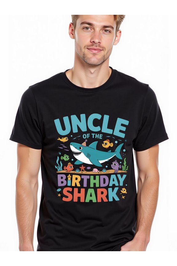 greennik Uncle Shark Birthday Tee men's funny t shirts black casual top Fashionable, printed, machine washable Original Unisex Shirt Short Sleeve tshirts