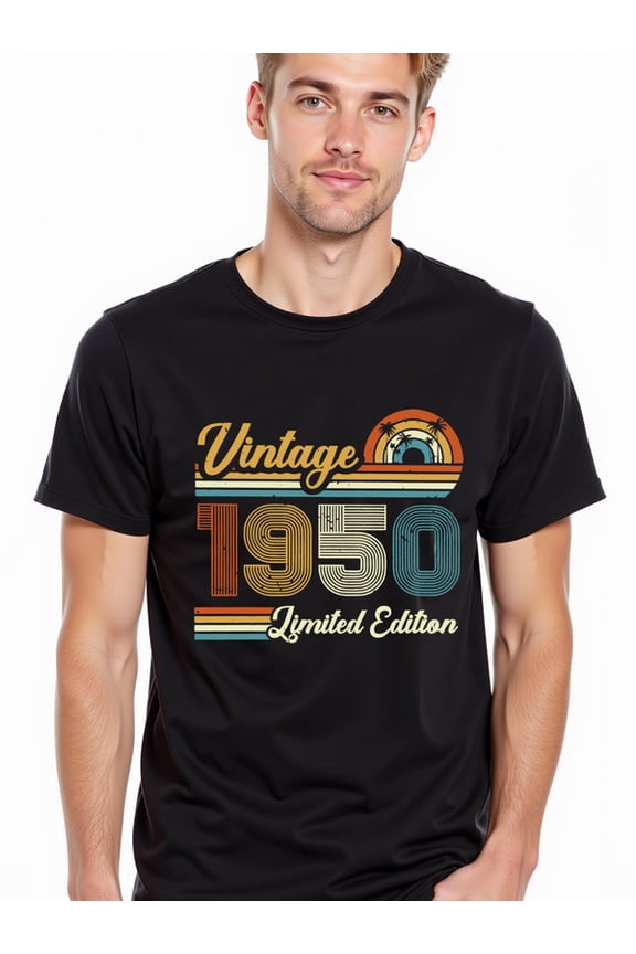 greennik Vintage 1950 Limited Edition Men's comfort colors tshirt black gifts short t shirts For summer Fall Classic Unisex Shirt Graphic tshirts