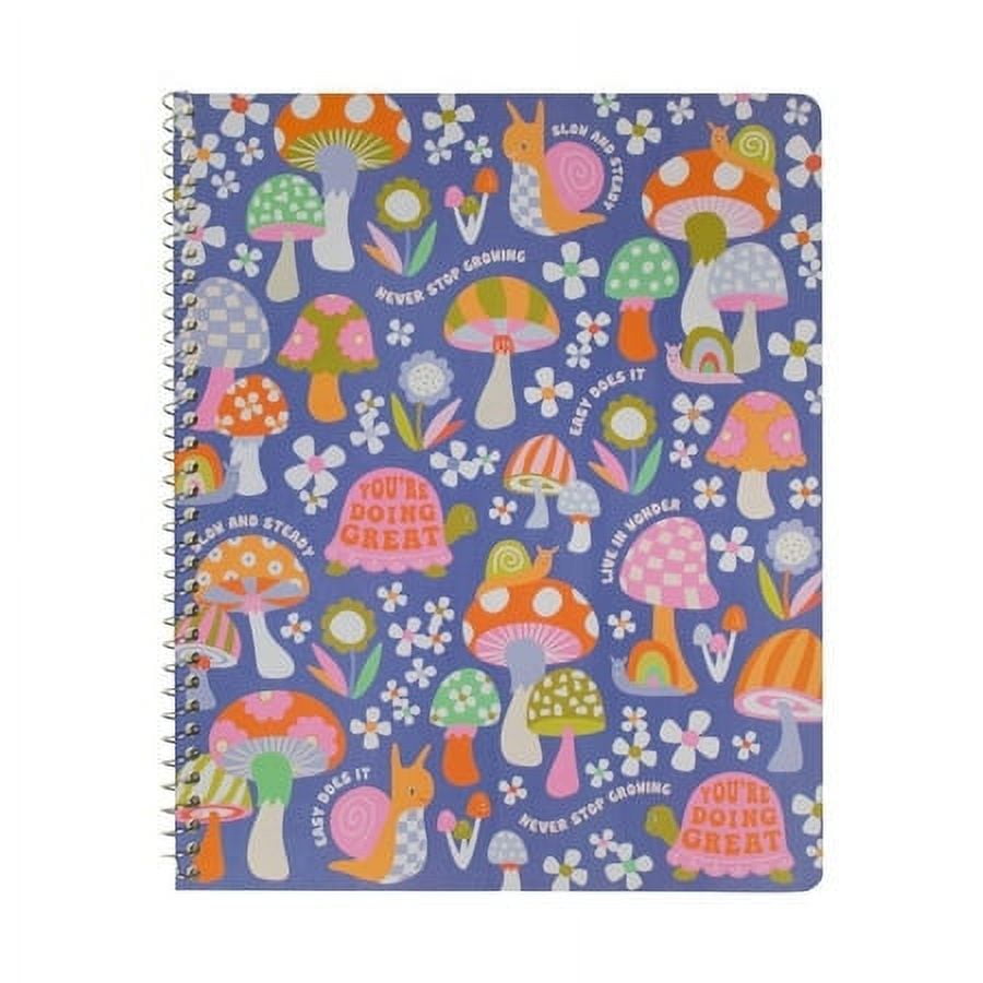 greenroom 70 Sheets 1 Subject Wide Ruled Spiral Notebook Retro Mushroom