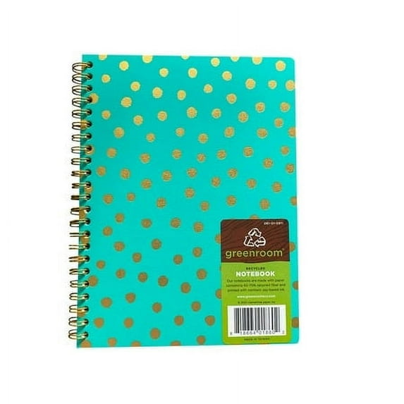 greenroom Spiral Journal - Flexible Cover Size 6'' X 8'' (Turquoise Polka Dot) 80 sheets, 160 pages