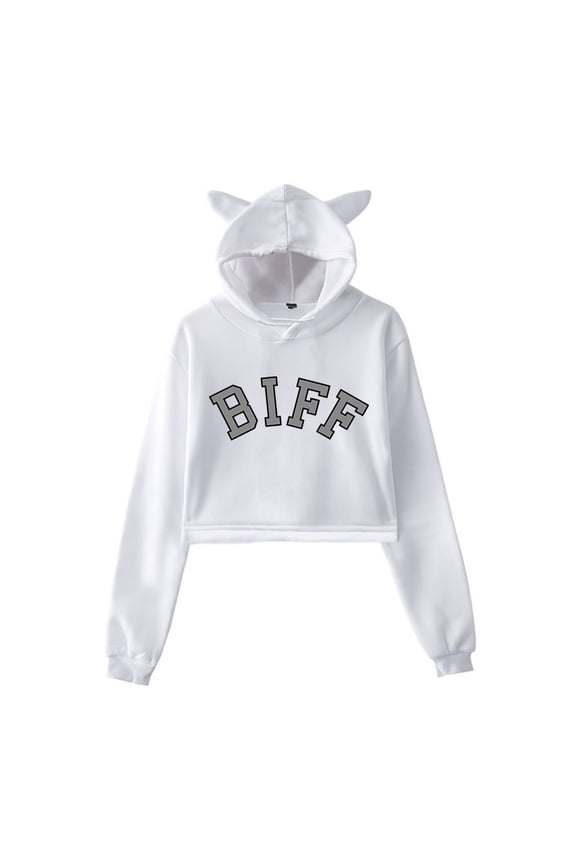 greg biffle BIFF Hooded kawaii cat ear drawstring sweatshirt men/women rip pullovers