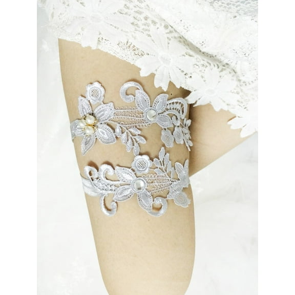 grey Garter Belt for Bride Wedding Garter Lace Bridal Garter Party Leg Thigh Garters for Women