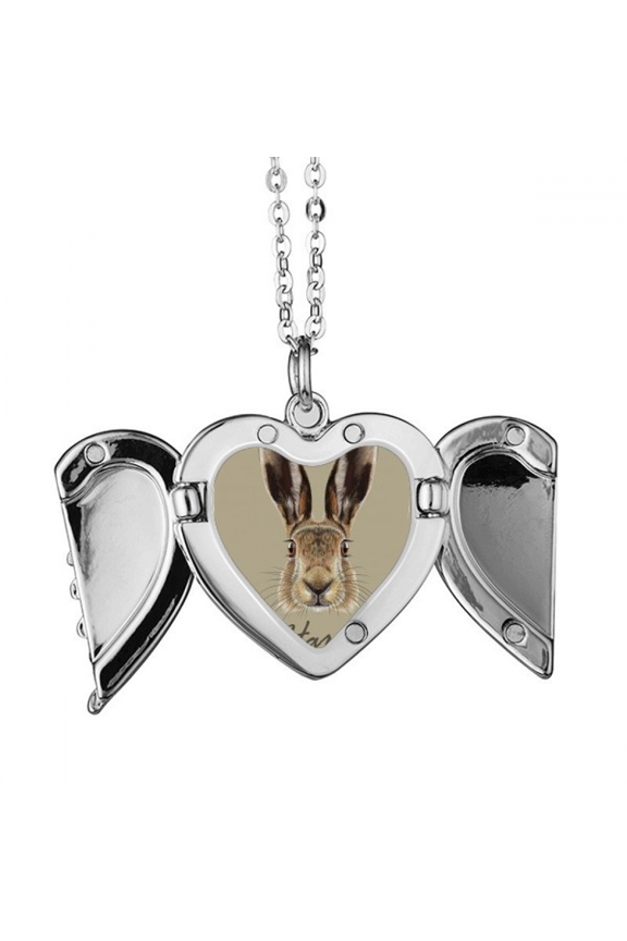 grey big-nosed hare animal angel wings necklpendant fashion