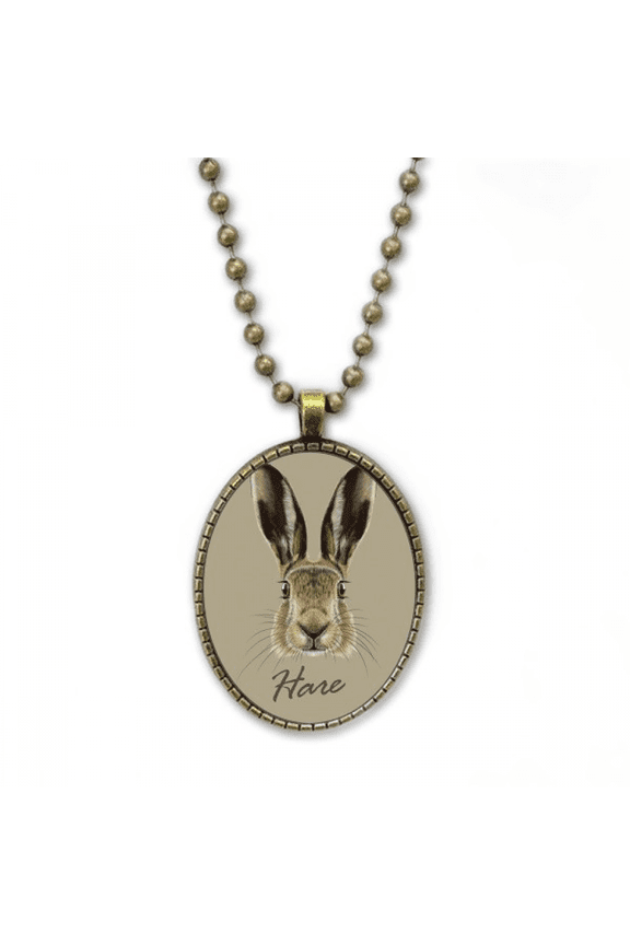 grey big-nosed hare animal necklace vintage chain bead pendant jewelry collection