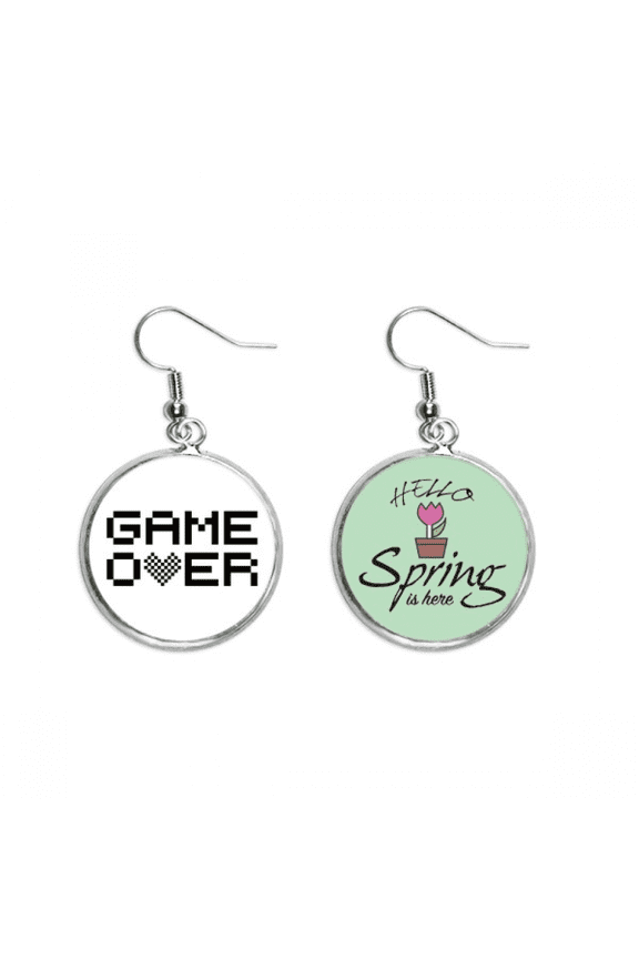 grey black game over decoration dangle season sp earring jewelry