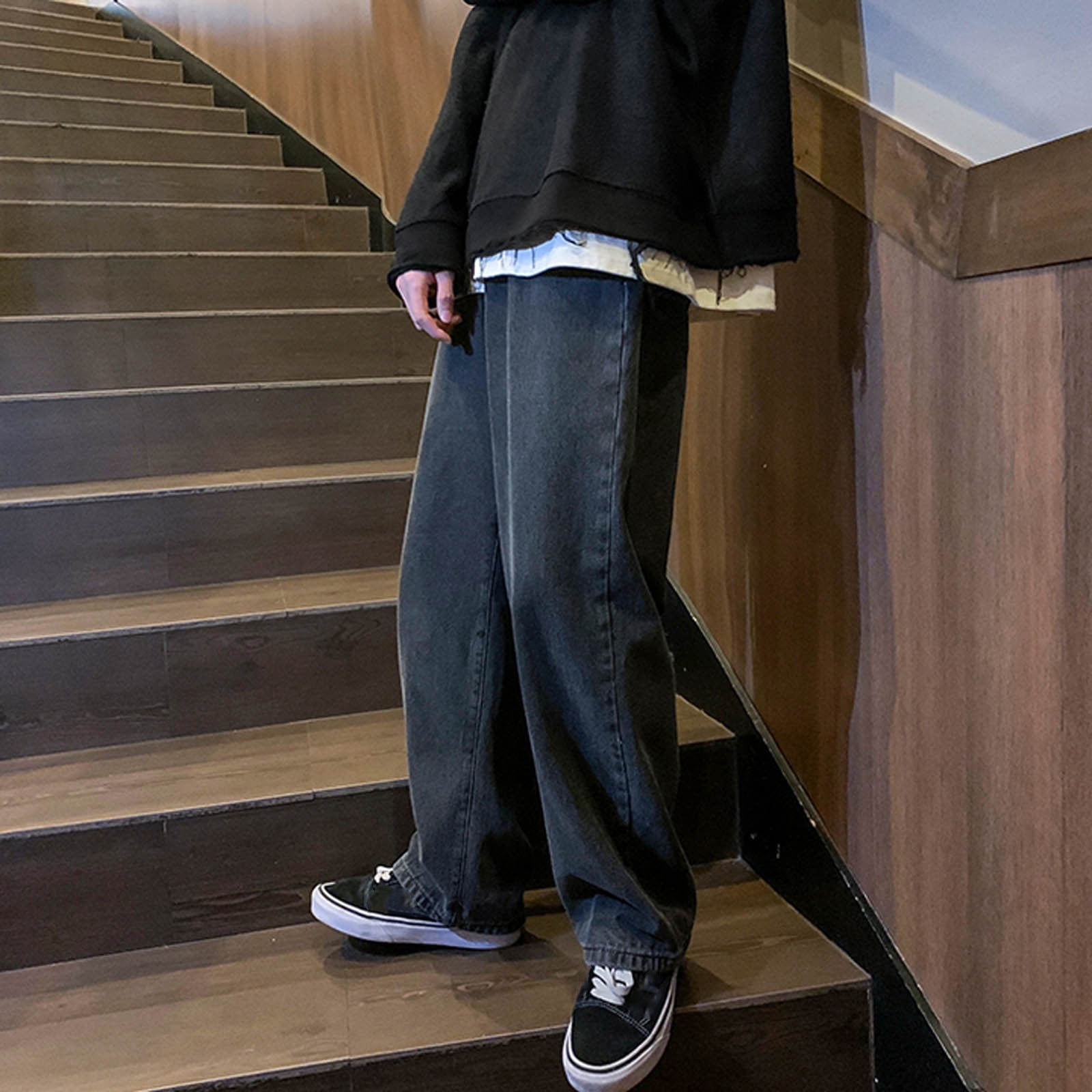 Dark Blue Male Casual Fashion Plus Size Loose Elastic Waist