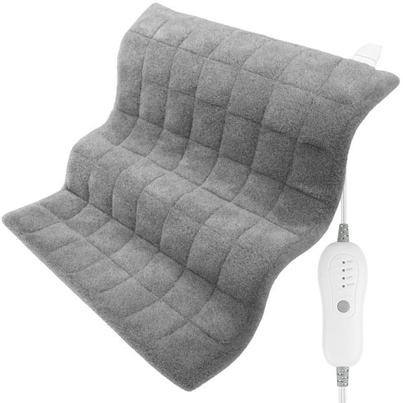 20''x24'' Weighted Heating Pad for Back 4.5lb Electric Heat Pad for Neck Shoulder Pain, 2H Auto-Off Heated Pad with 4 Heat Settings, Grey