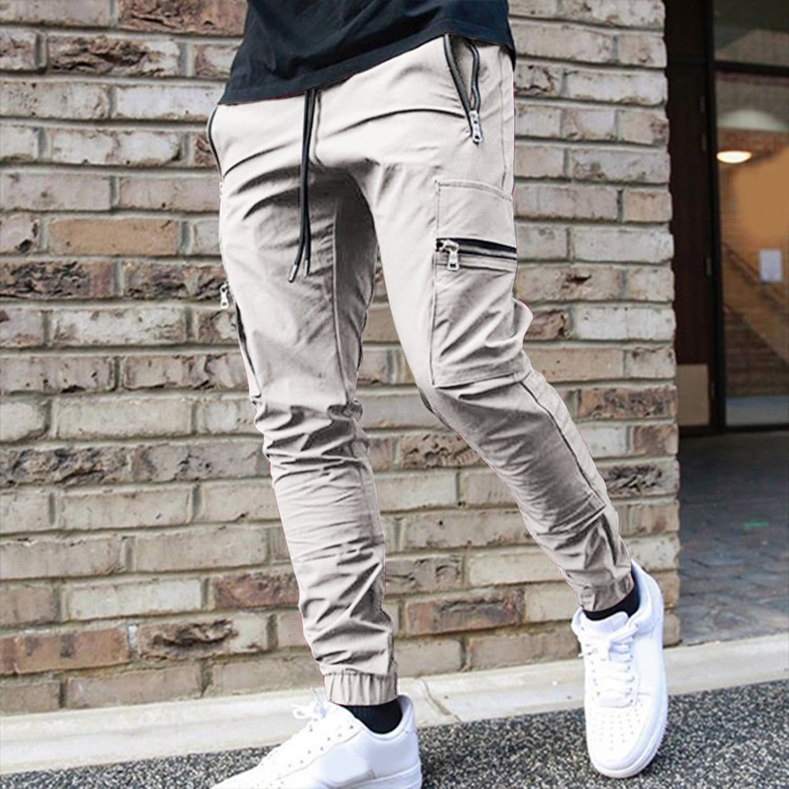 Men's 100% Cotton Slim Fit Stretch Cargo Jogger Pants with