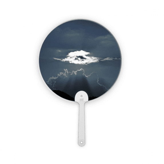 grey white clouds art deco fashion Plastic Round Handheld Fan Decorations Craft