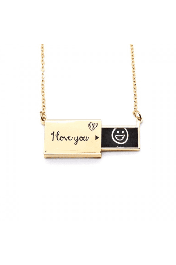 grin white cute chat fpattern letter envelope necklace pendant jewelry