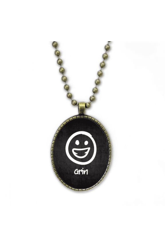 grin white cute chat fpattern necklace vintage chain bead pendant jewelry collection
