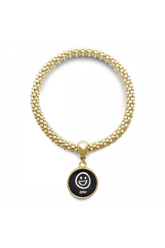 grin white cute chat happy pattern en bracelet round pendant jewelry chain