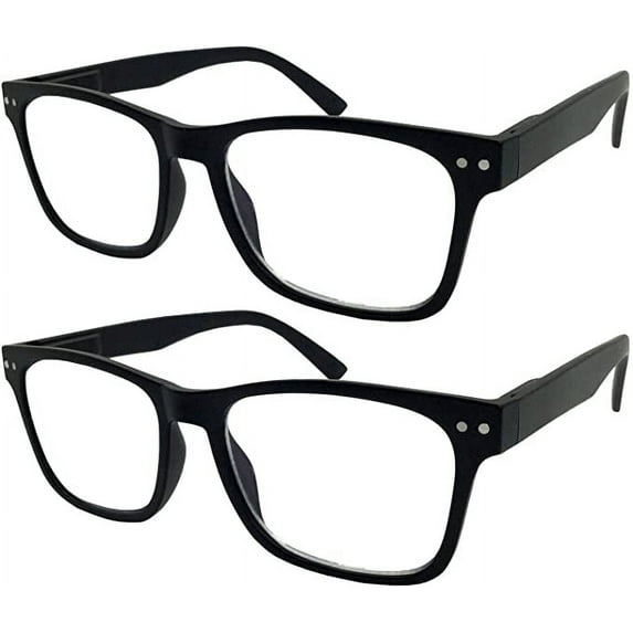 GRINDERPUNCH 2 Pack Reading Glasses Men Women Blue light Blocking Computer Readers Retro Fashion Eyeglasses - 2 Pack Black, 1.00