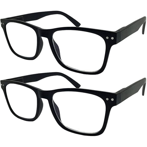 GRINDERPUNCH 2 Pack Reading Glasses Men Women Blue light Blocking Computer Readers Retro Fashion Eyeglasses - 2 Pack Black, 1.00
