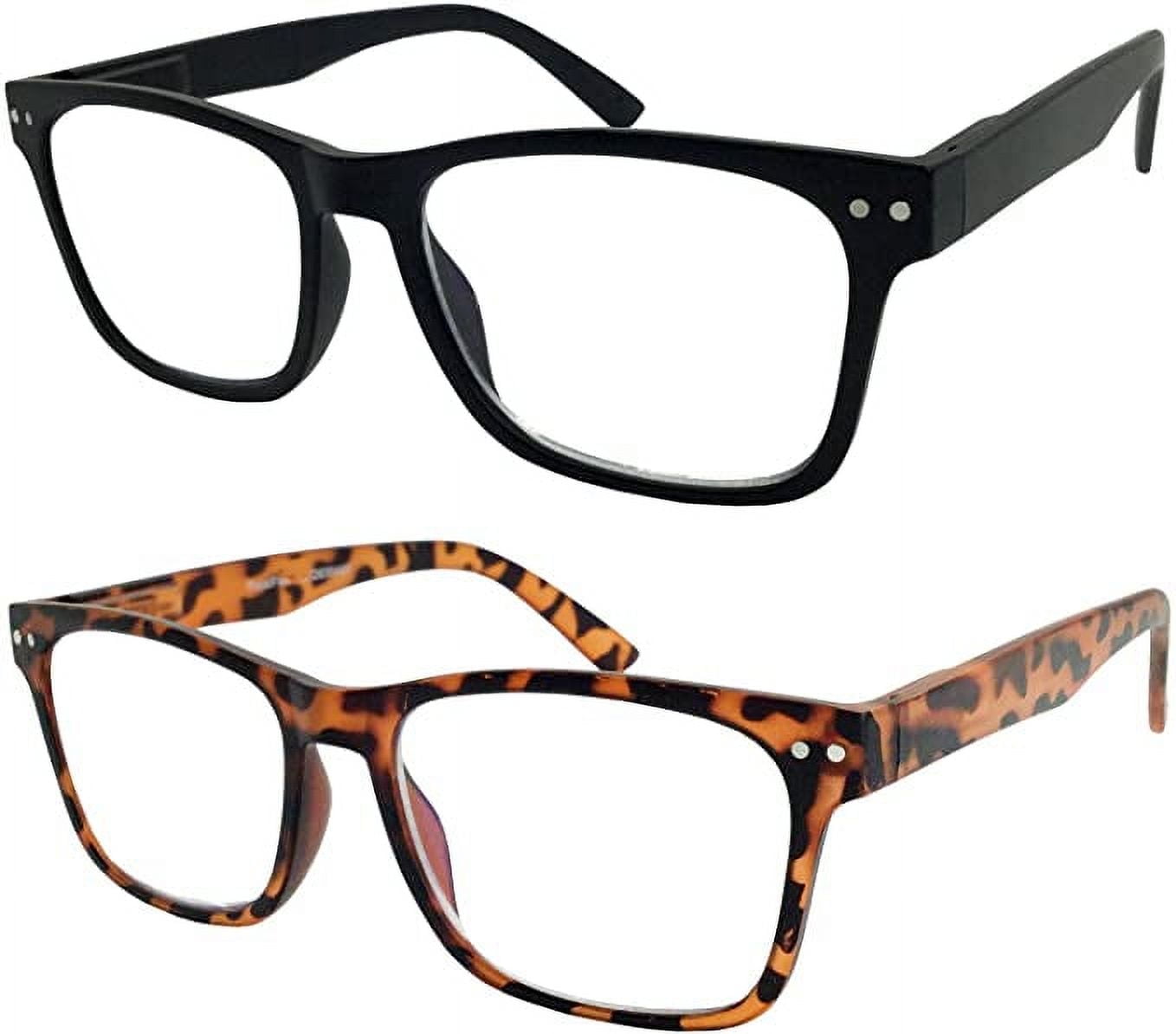 GRINDERPUNCH 2 Pack Reading Glasses Men Women Blue light Blocking Computer Readers Retro Fashion Eyeglasses - 2 Pack Black and Tortoise, 2.00