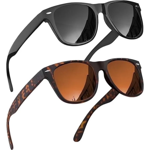 grinderPUNCH Mens and Womens Polarized Sunglasses UV400 Protection Classic Retro Driving Sun Glasses Trendy Fashion Shades - 2 Pack