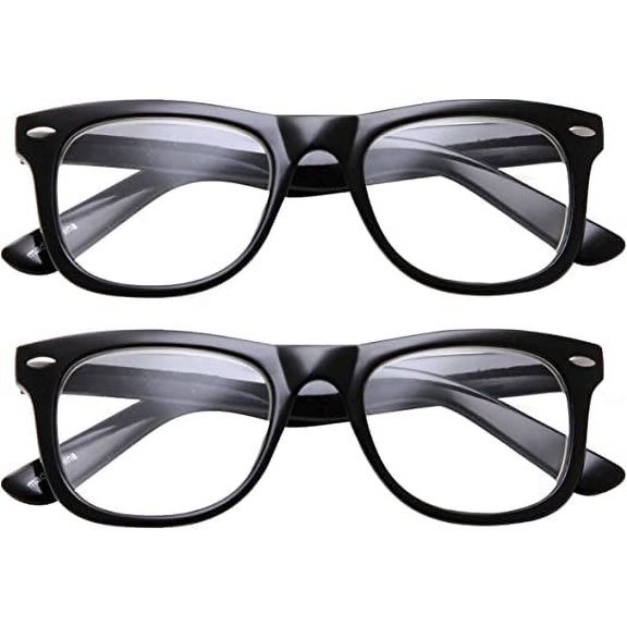 grinderPUNCH Black Clear Lens Reading Glasses, 2-Pack, +6.00, for Men & Women