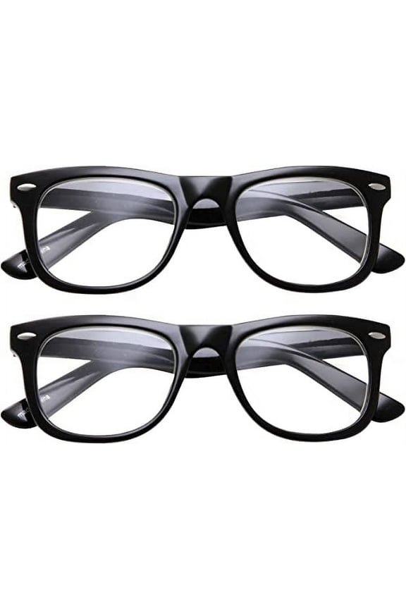 Black Clear Lens Reading Glasses, 2-Pack, +6.00, for Men & Women