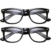 grinderPUNCH 2 Pair Value Lot Clear Lens Reading Glasses for Men Women Black Frame,+6.00