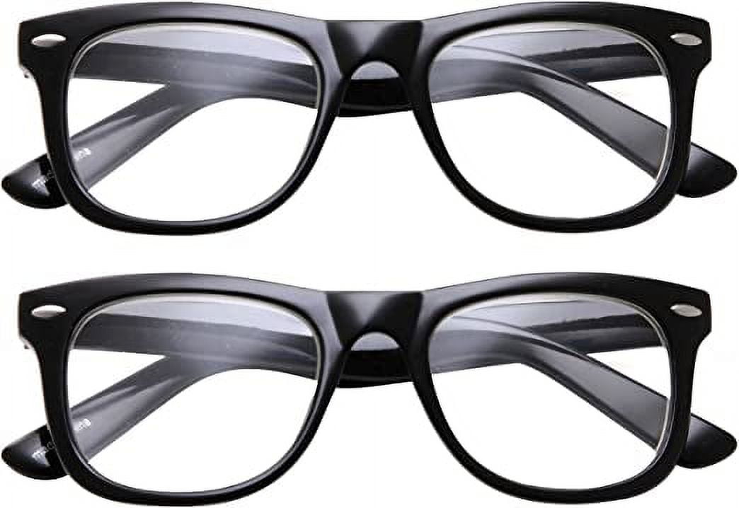 grinderPUNCH 2 Pair Value Lot Reading Glasses High Strength for Both Men Women Black Frame Clear Lens, +5.50