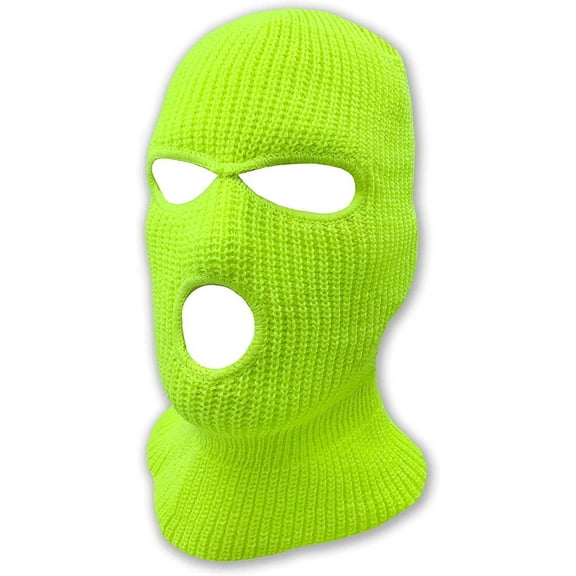 grinderPUNCH 3 Hole Knitted Winter Outdoor Sports Full Face Cover Balaclava Ski Mask for Men and Women, Neon Yellow