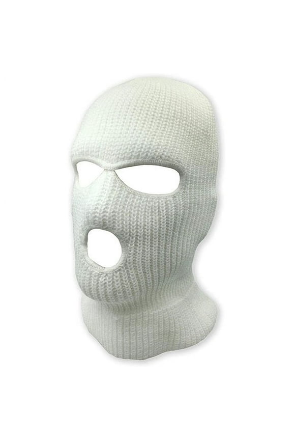 3 Hole Knitted Winter Outdoor Sports Full Face Cover Balaclava Ski Mask for Men and Women, White