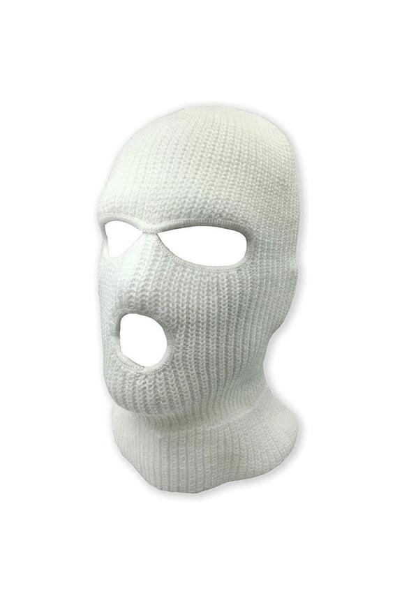 3 Hole Knitted Winter Outdoor Sports Full Face Cover Balaclava Ski Mask for Men and Women, White