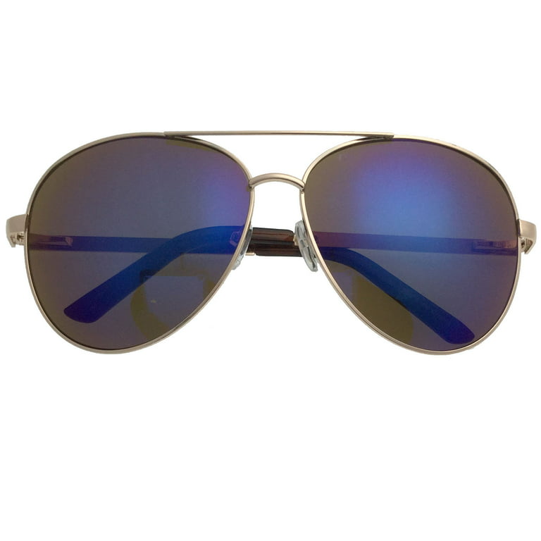 grinderPUNCH Adult Big Head Oversized Blue Lens Gold Frame Aviator  Sunglasses for Men