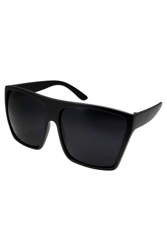 All Black Limo Dark Rectangular Flat Top Mob Oversized Polarized Sunglasses