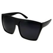 grinderPUNCH All Black Limo Dark Rectangular Flat Top Mob Oversized Polarized Sunglasses