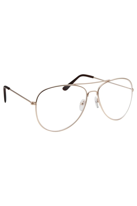 Aviator Clear Lens Non-Prescription Adult Glasses Metal Frame for Men and Women