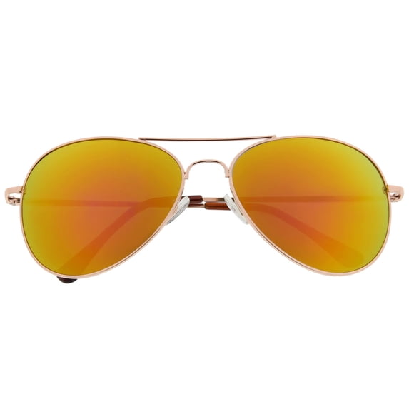 Grinderpunch Aviator Colored Mirrored Lens Adult Sunglasses for Men Women -Gold | Green-Orange
