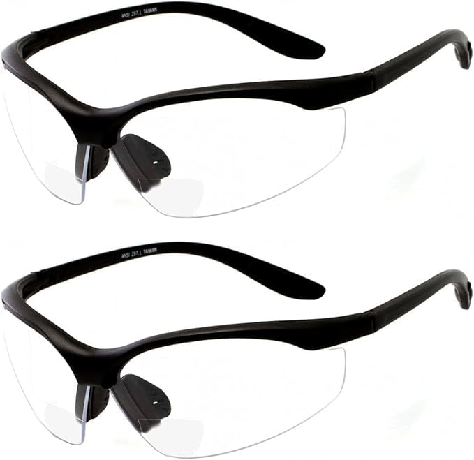 grinderPUNCH Bifocal Safety Glasses Readers ANSI Z87 Impact Resistant Bifocal Diopter Magnifying Reading Glasses +1.00