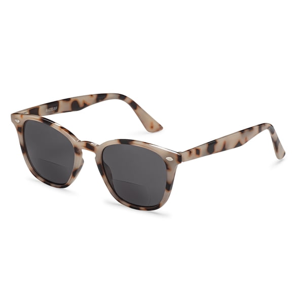 Grinderpunch Bifocal Retro Square Horn Rimmed Semi Cat Eye for Women Reading Sunglasses - - Ivory Tortoise, 1.50