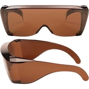 GRINDERPUNCH Cover-Ups Brown Fit Over Sunglasses - Wrap Around Sunglasses - People Who Wear Prescription Glasses in the Sun