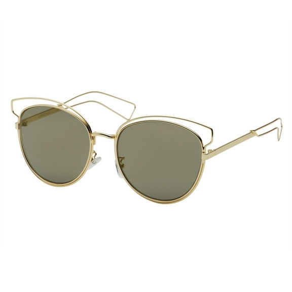 grinderPUNCH Cat Eye Aviator Flat Mirrored Lens Adult Womens Sunglasses