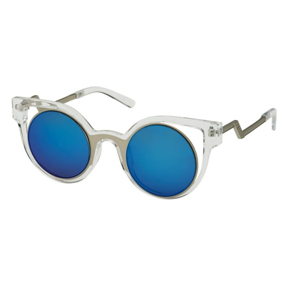 grinderPUNCH Cat Eye Mirrored Round Lens Retro Vintage Adult Womens Sunglasses