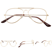 grinderPUNCH Child Classic Vintage Glasses Aviator Clear Lens Metal Unisex Eyeglasses
