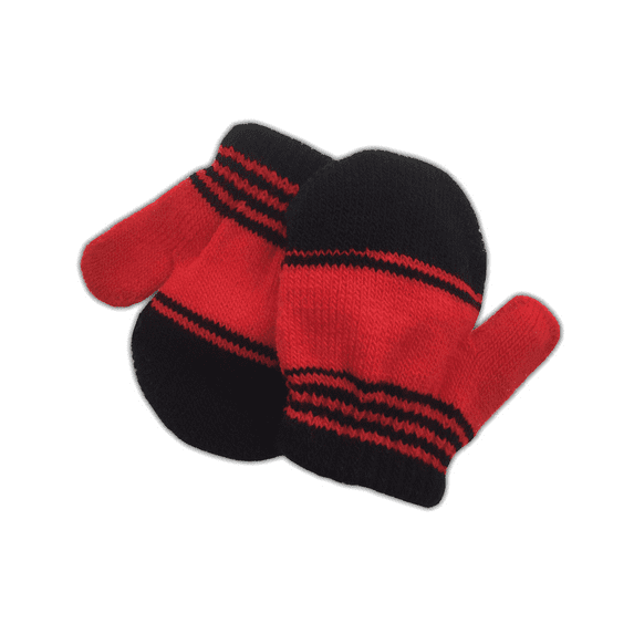 grinderPUNCH Children Toddler Winter Black-Red Gloves Mittens Knitted for Unisex 0-6 Months
