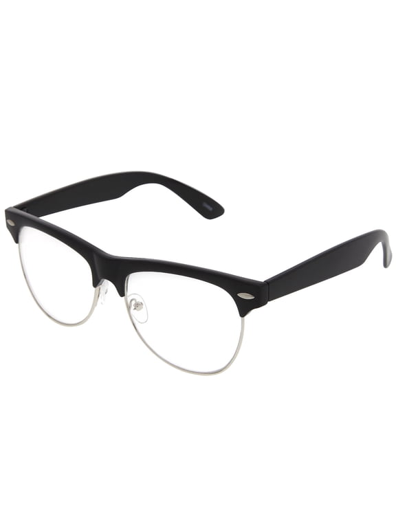 Classic Half Frame Full Brow Power Statement Clear Lens Sunglasses