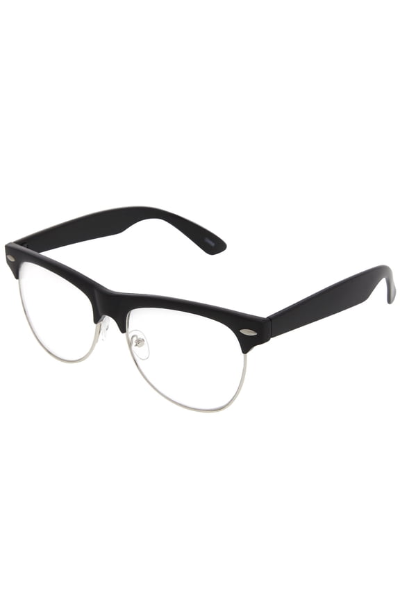 Classic Half Frame Full Brow Power Statement Clear Lens Sunglasses