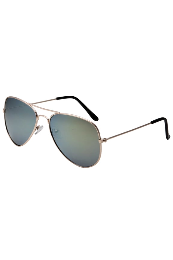 Classic Metal Frame Mirrored Lens Aviator Style Sunglasses