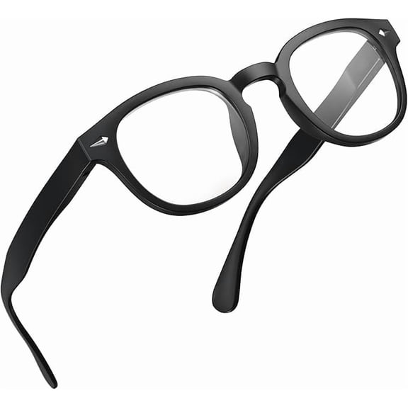 GRINDERPUNCH Classic Reading Glasses for Women and Men Stylish Lightweight Readers Round Readers for Women and Men - Black, 5.00