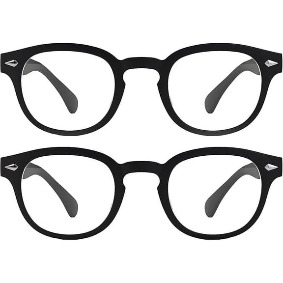 Grinderpunch Blue Light Reading Glasses High Magnification Strong Reading Power Readers for Men Woman - 2 Pack Black, 1.00