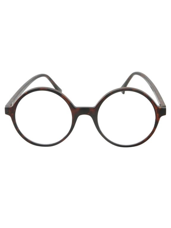 Round Nerd Geek Costume Eyeglasses for Adults, Wizard Halloween Glasses, Black